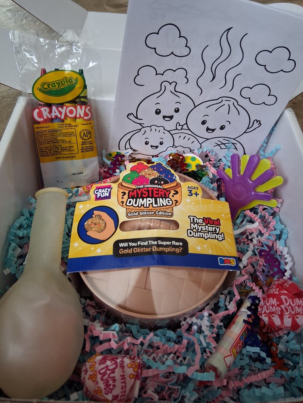 Mystery Dumpling Gold Glitter Edition Toy + Crayola Crayons - Multi